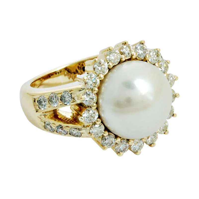 boho rings for women -Ring-Pearl and Diamond