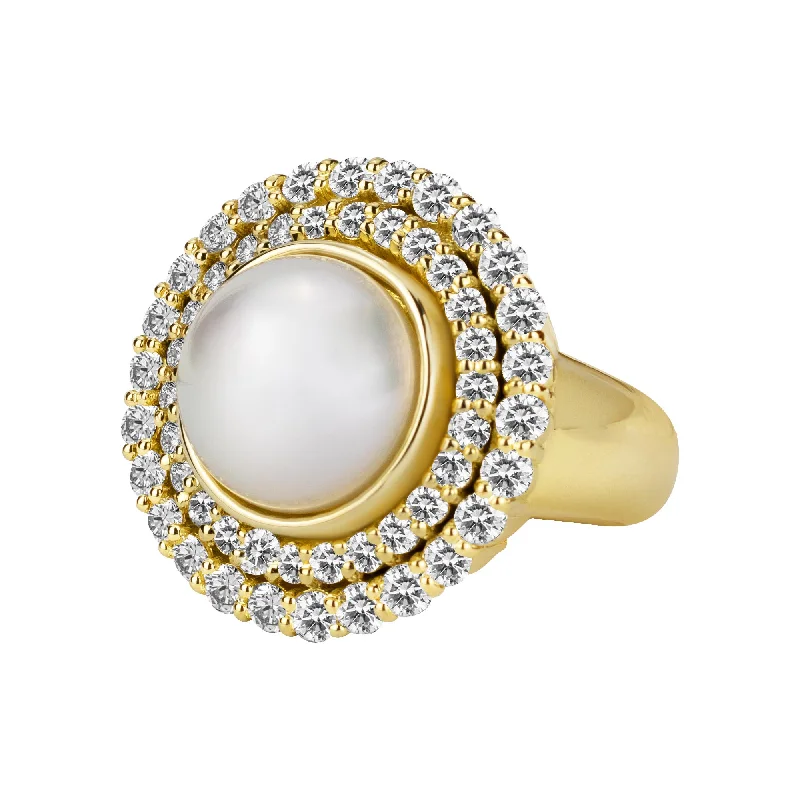 vintage diamond rings -Ring - South Sea Pearl And Diamond