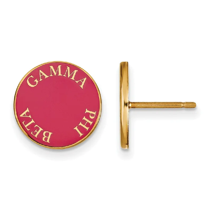 trendy stud earrings for women -14K Plated Silver Gamma Phi Beta Enamel Disc Post Earrings