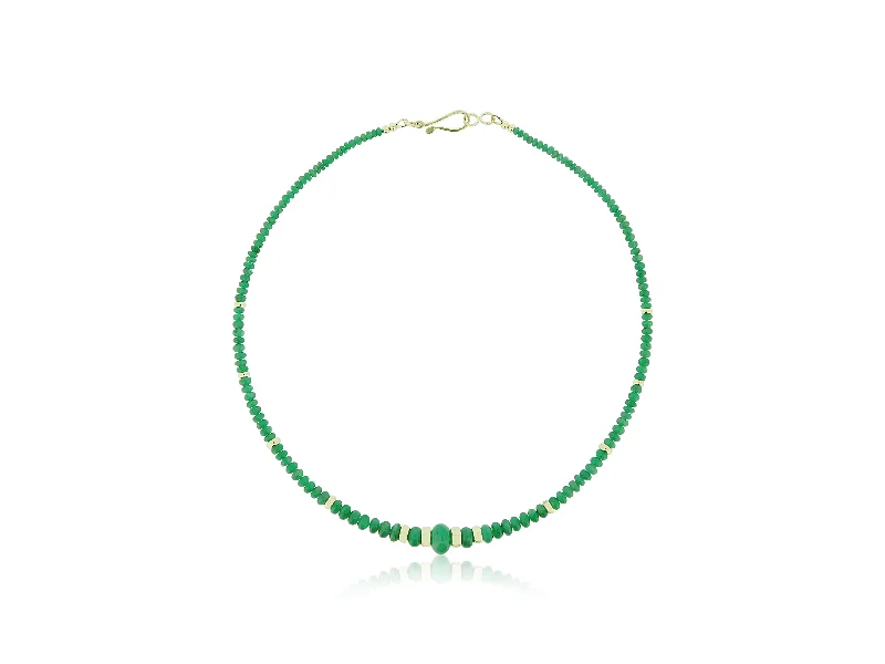 vintage necklaces for women -Emerald and Gold Roundel Graduated Necklace