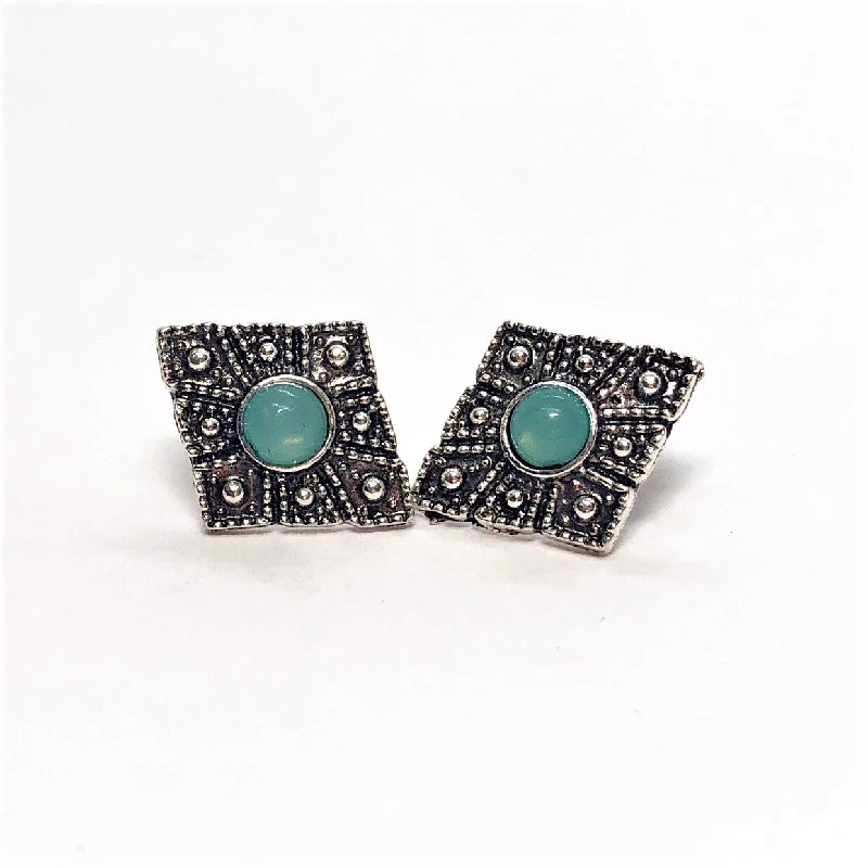 luxury hoop earrings for women -Romanesque Green Medallion Stud Earrings