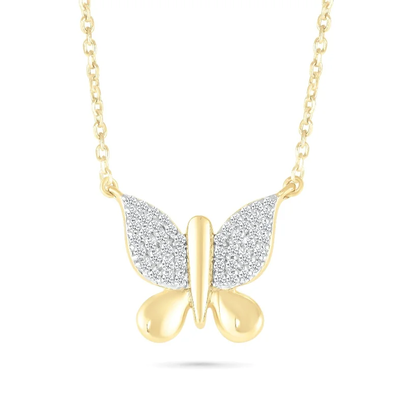 elegant necklaces for women -Diamond Butterfly Pendant Necklace