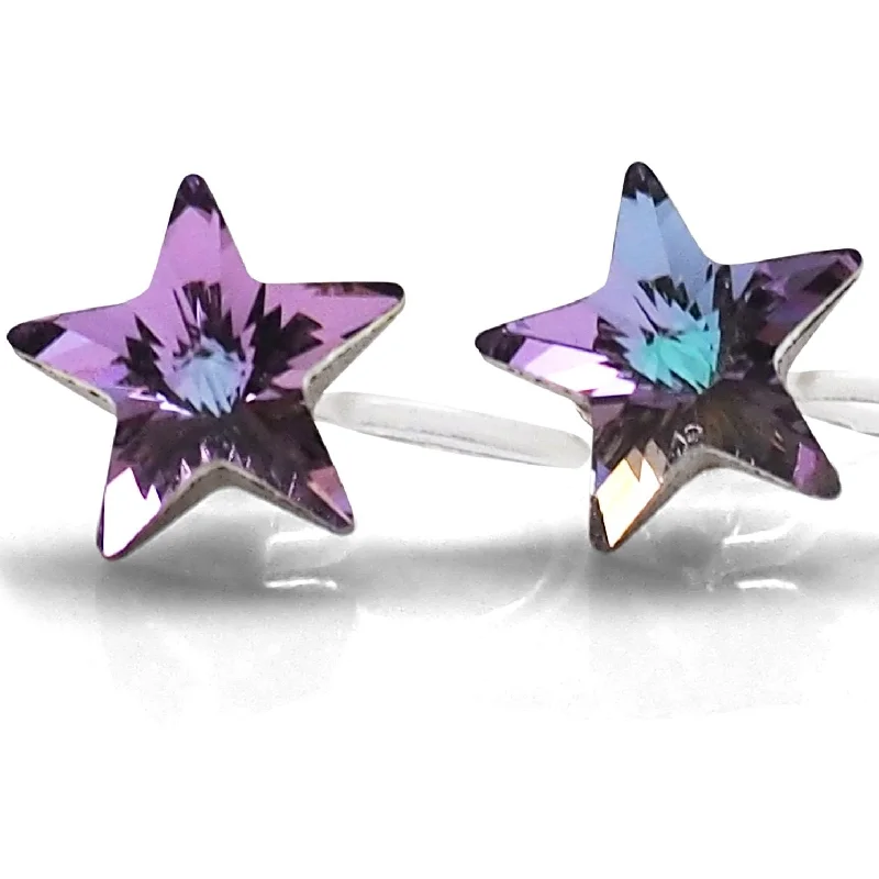 elegant drop earrings for women -Vitrail Light Star Swarovski crystal invisible clip on stud earrings