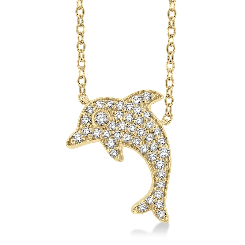 fashion statement necklaces for women -Ashi .15ctw Diamond Dolphin Necklace