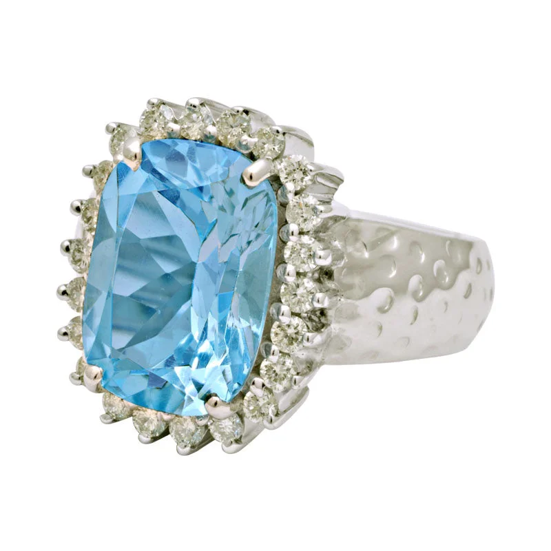 wedding sets for brides -Ring-Blue Topaz and Diamond