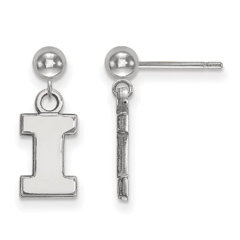 teardrop earrings for women -14k White Gold University of Illinois Ball Dangle Earrings