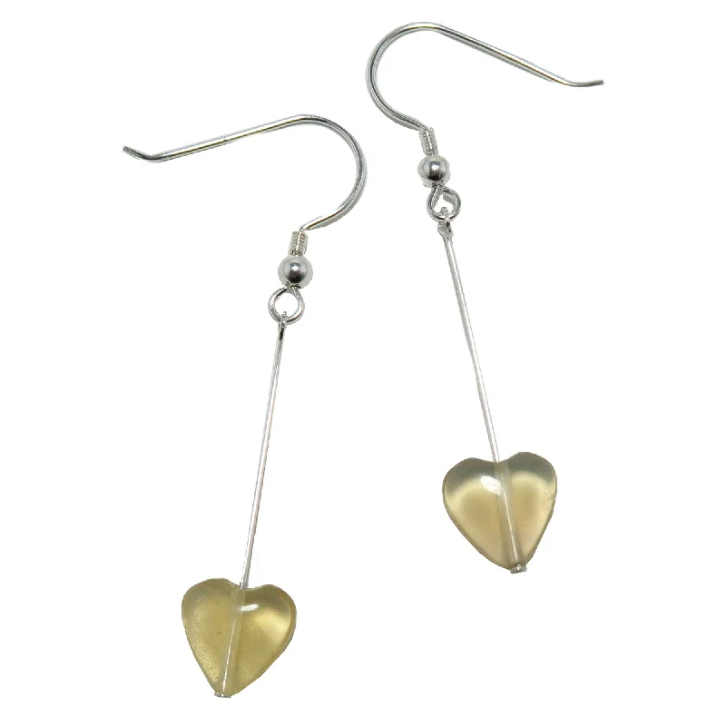 luxury silver earrings for women -Fluorite Earrings Yellow Heart Sunny Smile Sterling Silver