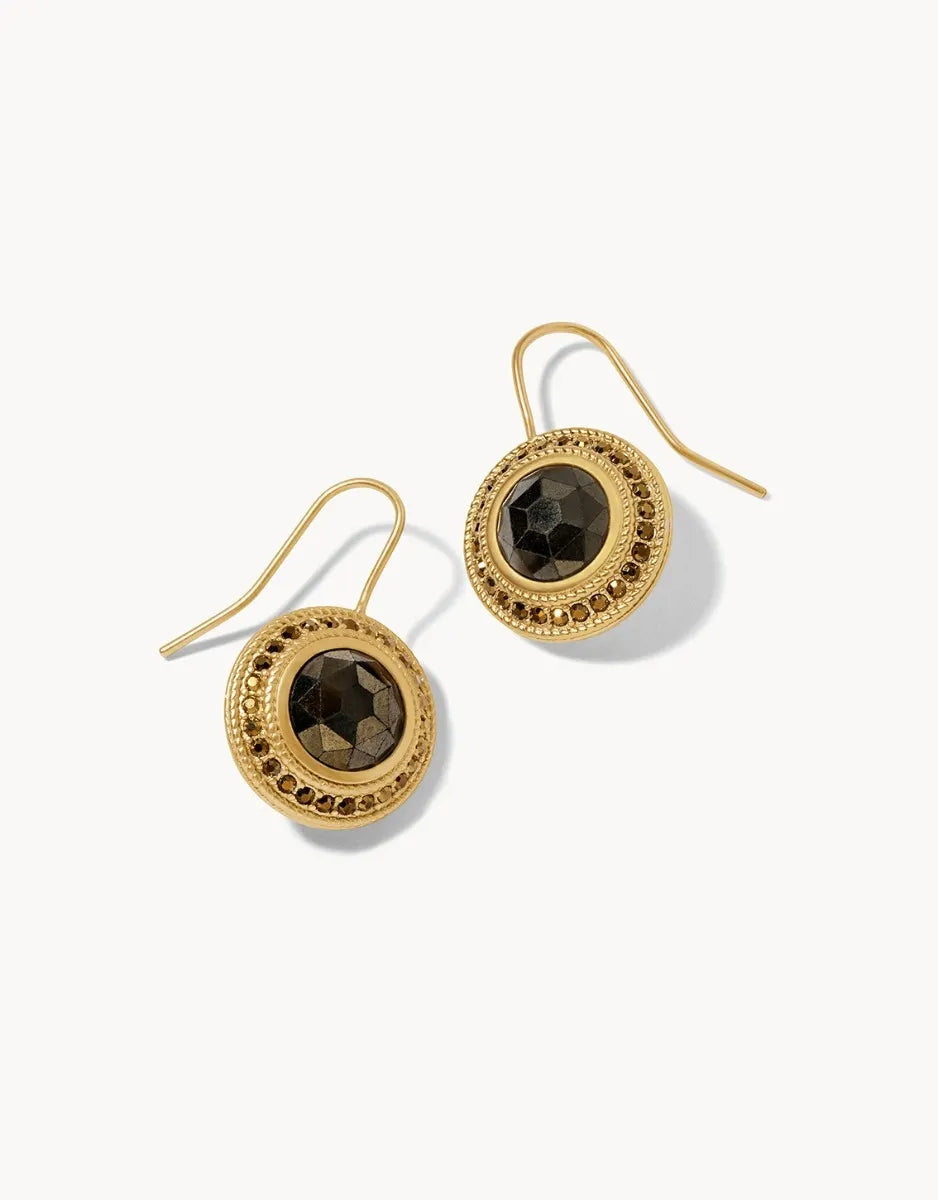 luxury hoop earrings for women -Medallion Earrings Pyrite