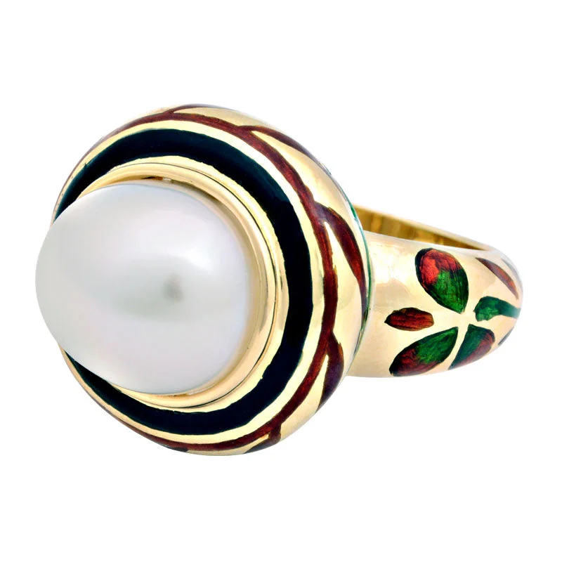 emerald rings for women -Ring-South Sea Pearl (Enamel)