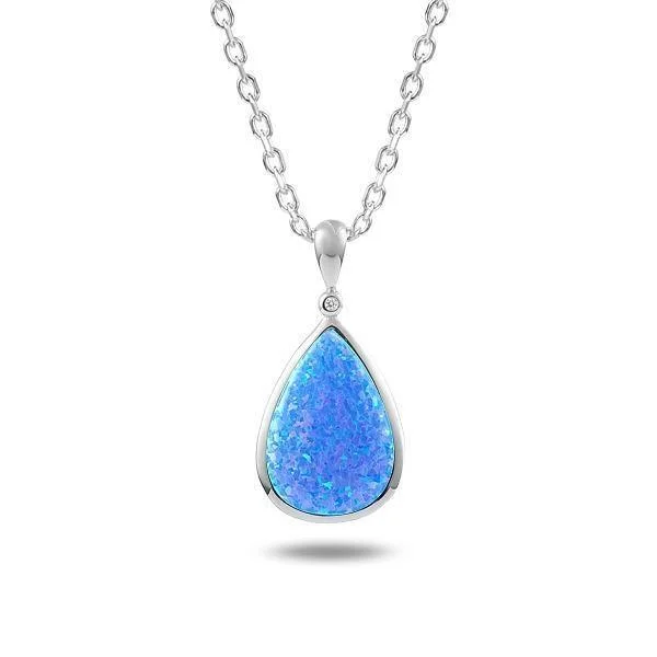 unique chain necklaces for women -Sterling Silver Opal Reuleaux Teardrop Pendant Necklace by Alamea