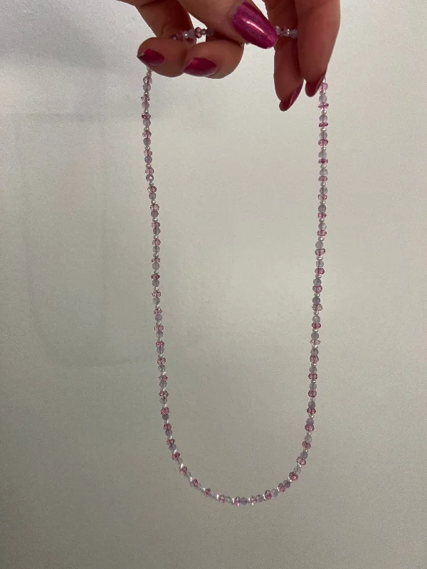 crystal necklaces for women -Pink Spinel, Purple Amethyst, Pearl Necklace