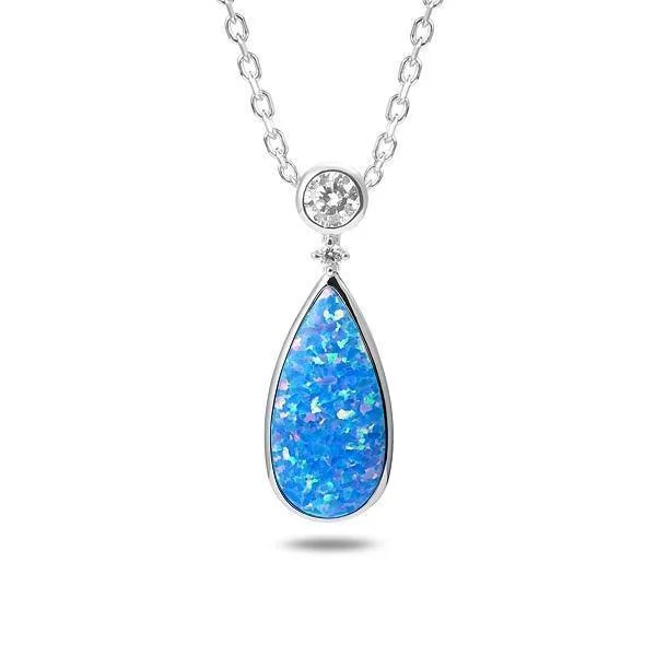 luxury diamond necklaces for women -Sterling Silver Opal Bay Splash Teardrop Pendant Necklace by Alamea