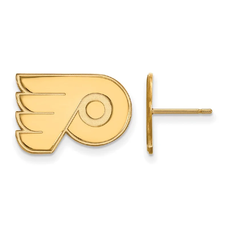 wedding diamond earrings for women -10k Yellow Gold NHL Philadelphia Flyers Small Post Earrings