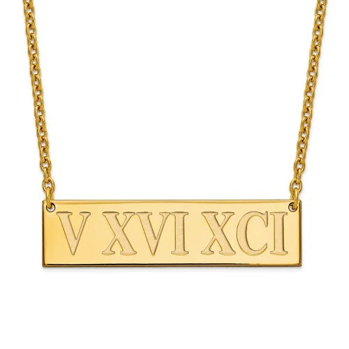 elegant necklaces for women -Roman Numeral 10x38mm Bar Necklace