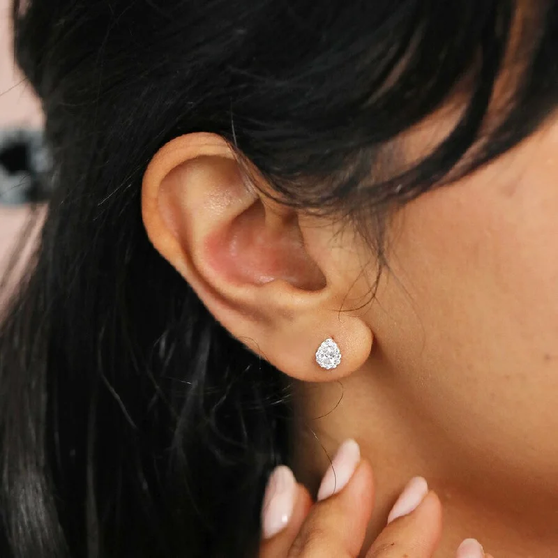 glamorous earrings for women -Crystal Teardrop Stud Earrings