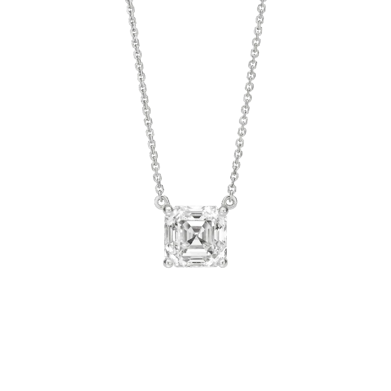 gold chain necklaces for women -The Asscher Solitaire Pendant