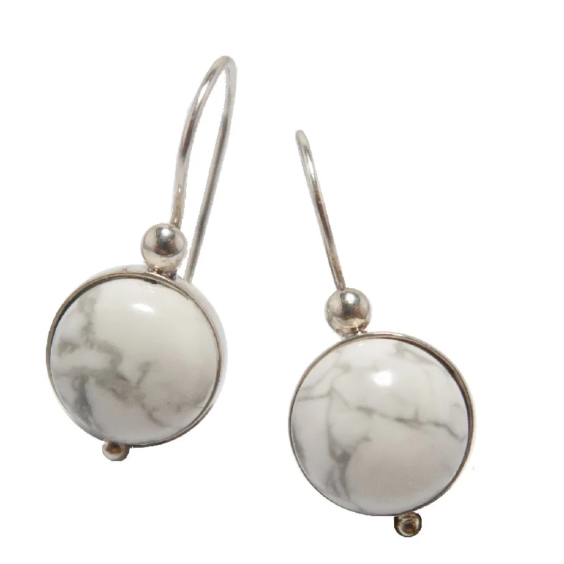 personalized hoop earrings for women -Howlite Earrings Wise Inspiration Sterling Silver