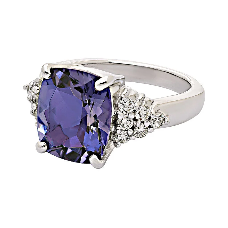 yellow gold rings for women -Ring-Iolite and Diamond