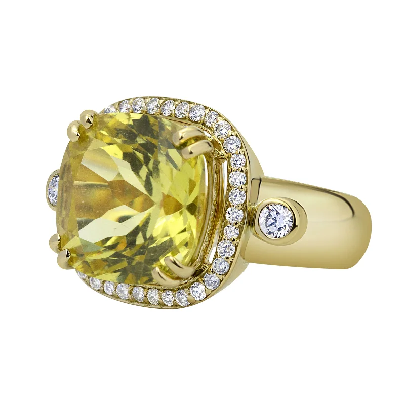 custom diamond rings for women -Ring - Lemon Quartz And Diamond