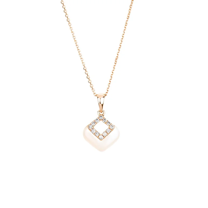 unique chain necklaces for women -Mother of Pearl and Diamond Cutout Pendant Necklace