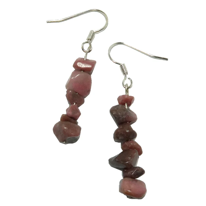 classic pearl earrings for women -Rhodonite Earrings Adorable Pink Self-Love Stones