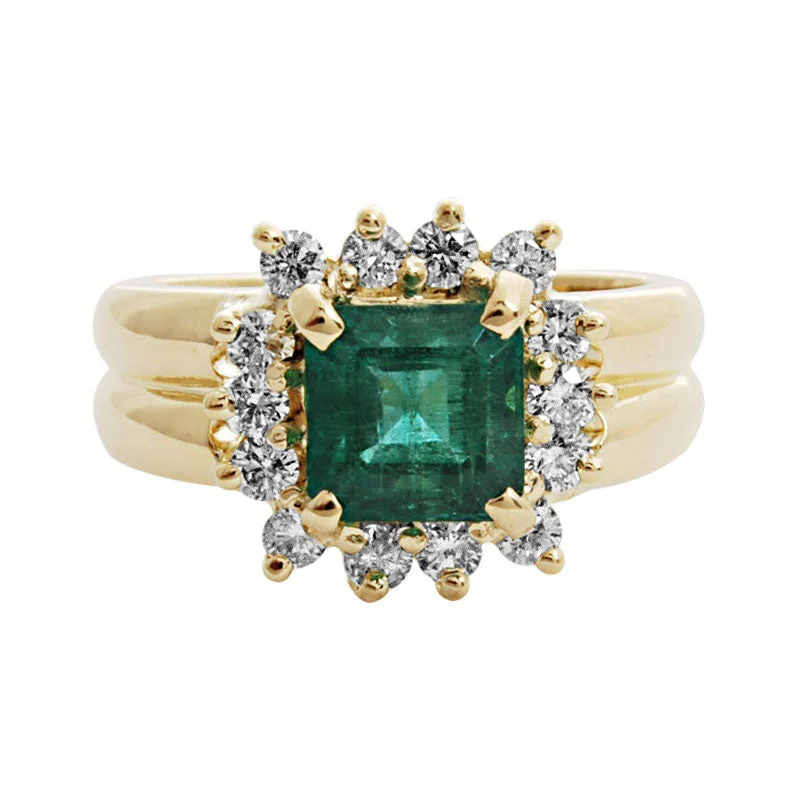 gemstone cocktail rings -Ring- Emerald And Diamond