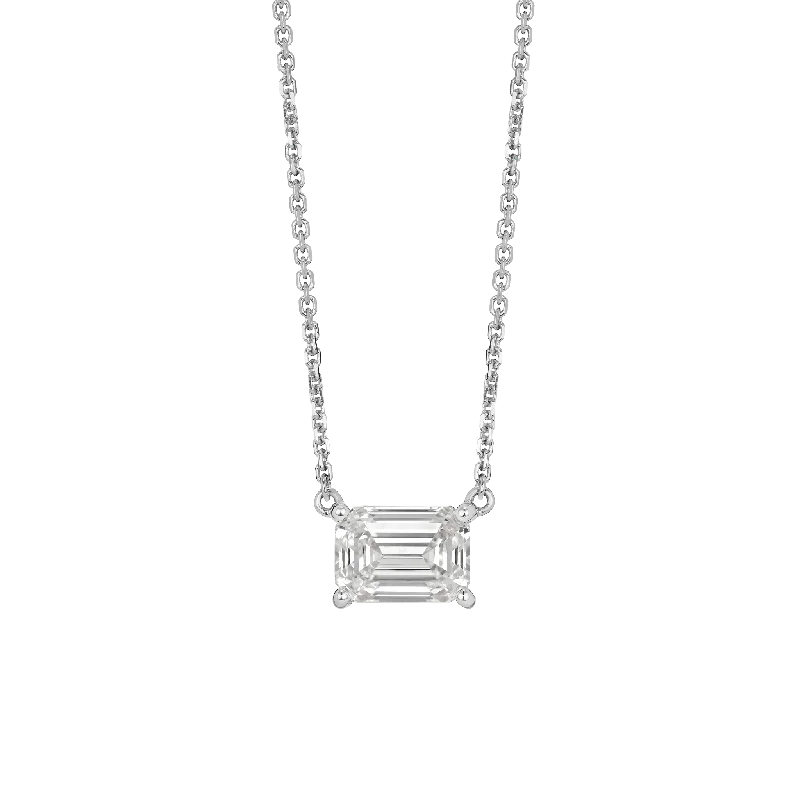 trendy chain necklaces for women -The Emerald Solitaire Pendant