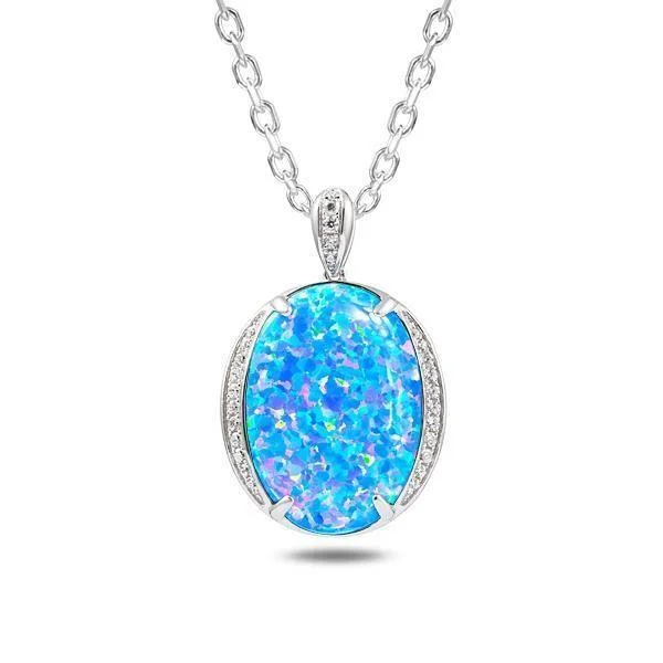 boho style necklaces for women -Sterling Silver Opal Eclipse Pendant Necklace by Alamea