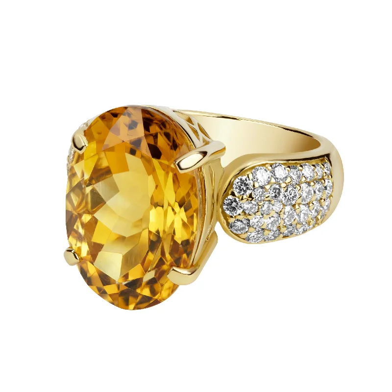 statement wedding rings for women -Ring - Citrine And Diamond