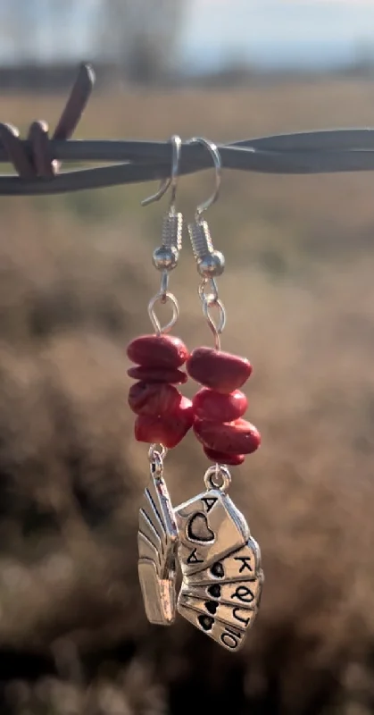 minimal earrings for women -Red coral earrings