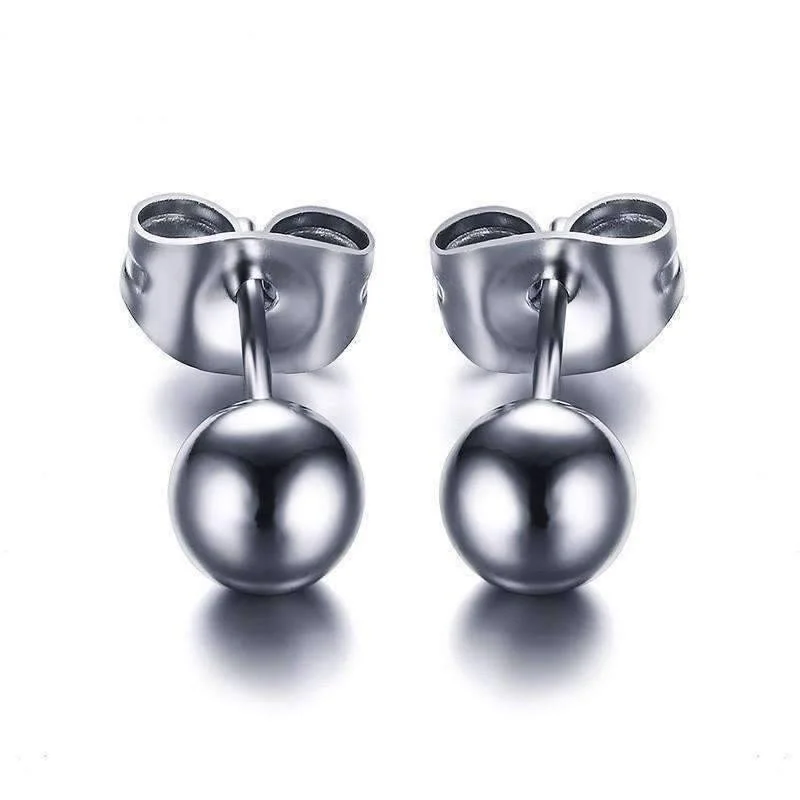 flower earrings for women -Essentials 316 Stainless Steel Ball Stud Earrings for Women Every Day Wear- 2 Sizes to Choose