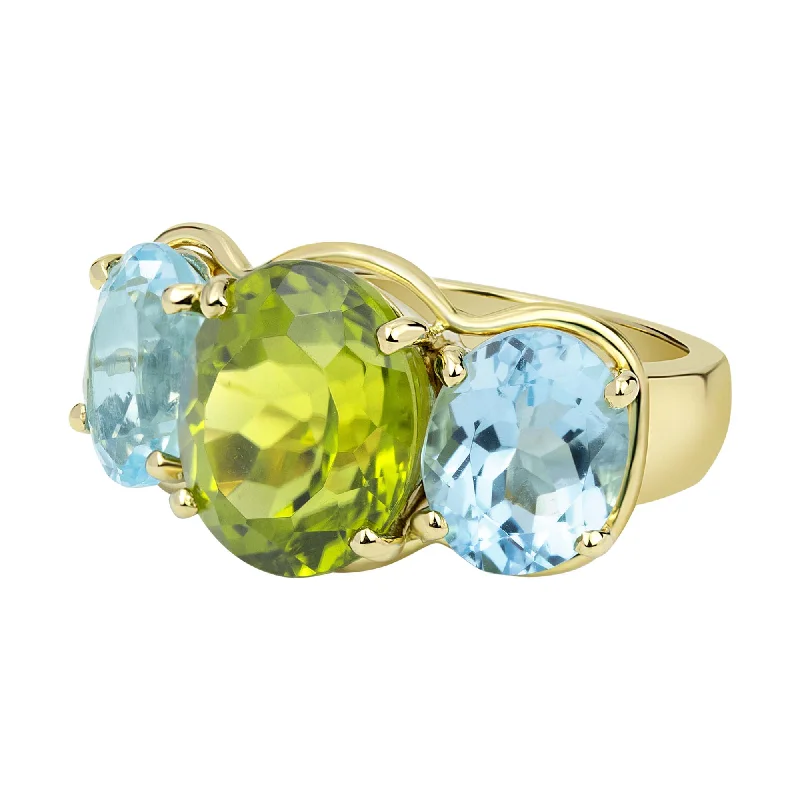 gemstone wedding rings -Ring - Peridot And Blue Topaz