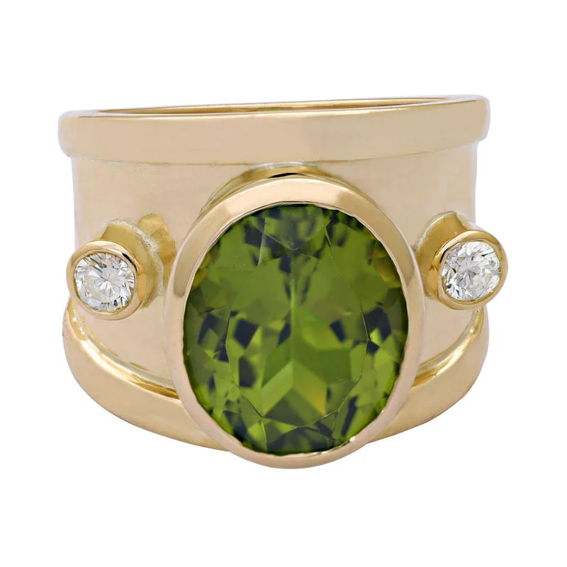 vintage rings for women -Ring-Peridot and Diamond