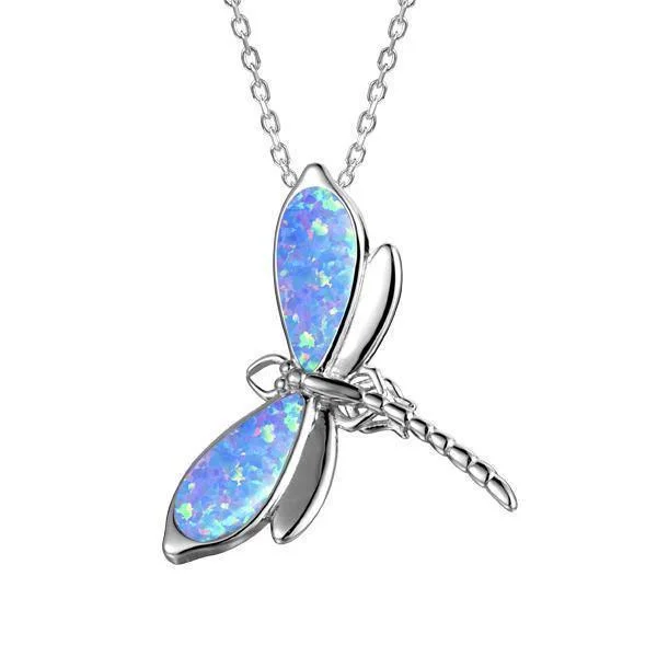 crystal pendant necklaces for women -Sterling Silver Blue Opal Dragonfly Pendant Necklace by Alamea