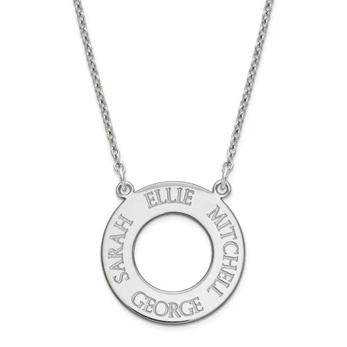 fashion necklaces for women -Engraved Circle 1 to 4 Name Pendant Necklace