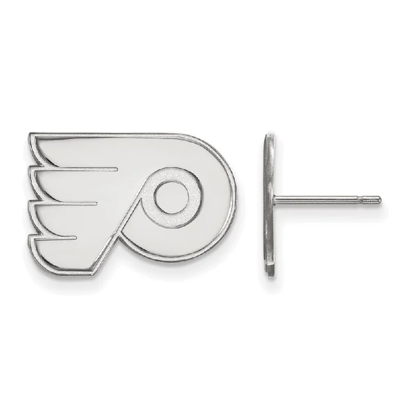 cute stud earrings for women -Sterling Silver NHL Philadelphia Flyers Small Post Earrings