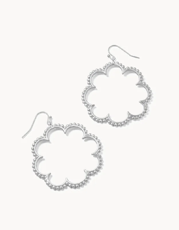 simple stud earrings for women -Dotted Daisy Earrings Silver