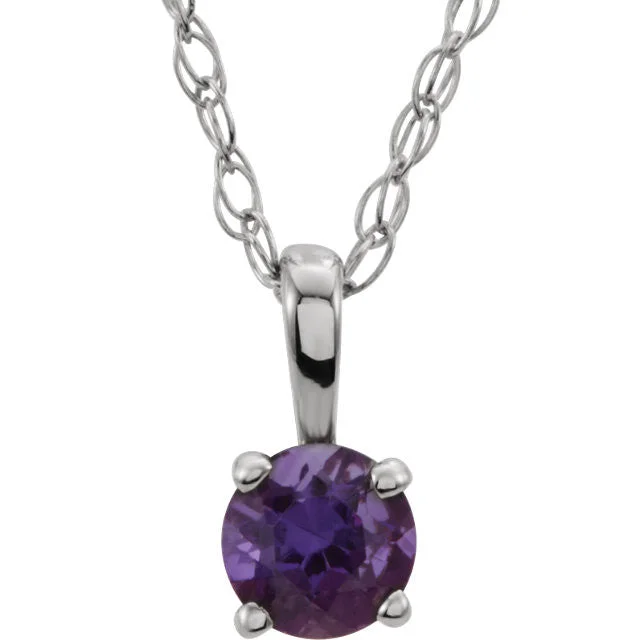 gemstone necklaces for women -Sterling Silver Youth Amethyst February Birthstone 14" Necklace