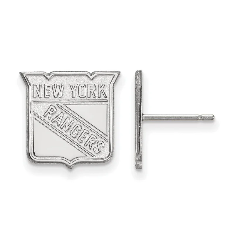 romantic pearl earrings for women -10k White Gold NHL New York Rangers Small Post Earrings