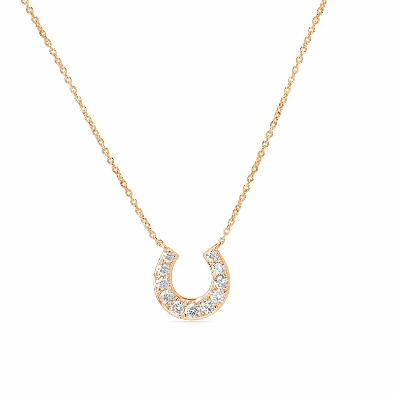 love necklace for women -Lucky Diamond Pavé Horseshoe Pendant Necklace