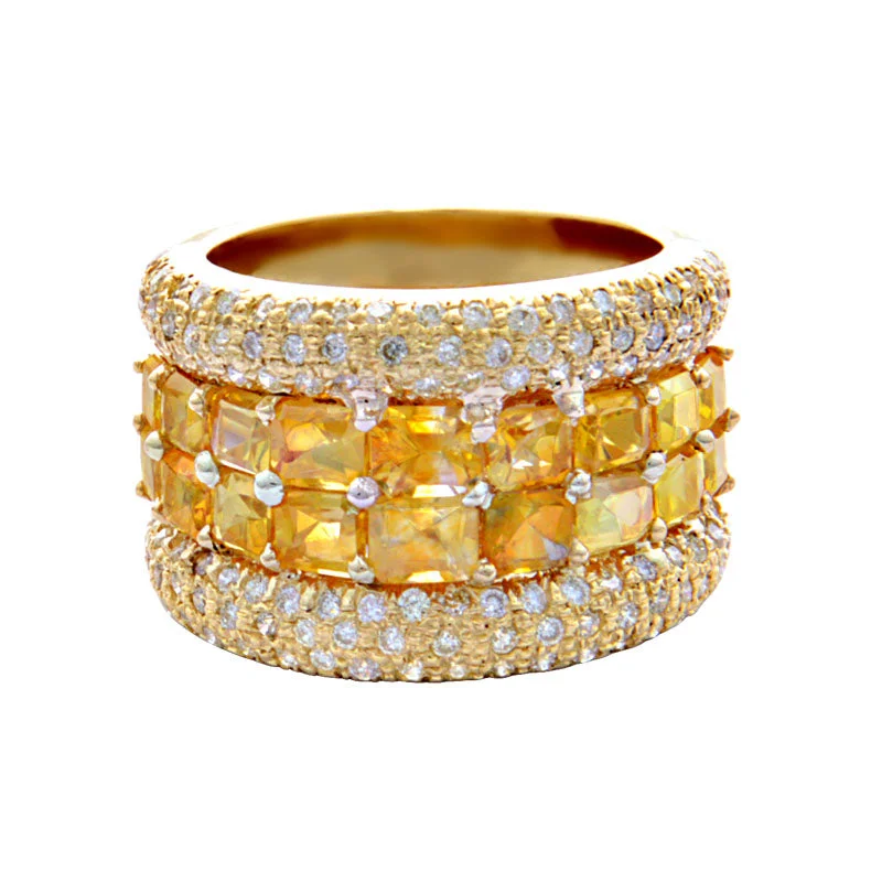 diamond rings for women -Ring - Yellow Sapphire and Diamond