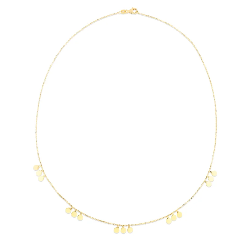 charm pendant necklaces for women -14K Gold Dangle Disc Necklace