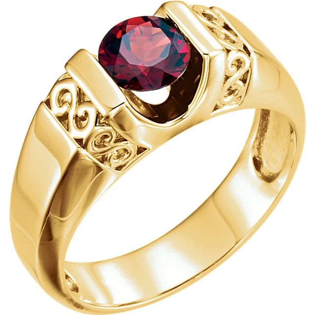 heart-shaped necklaces for women -14k Gold Men's Mozambique Garnet Ring