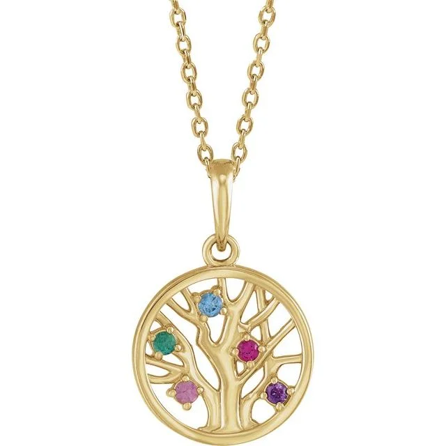 heirloom necklaces for women -Petite Family Tree Circle Birthstone Pendant or Necklace