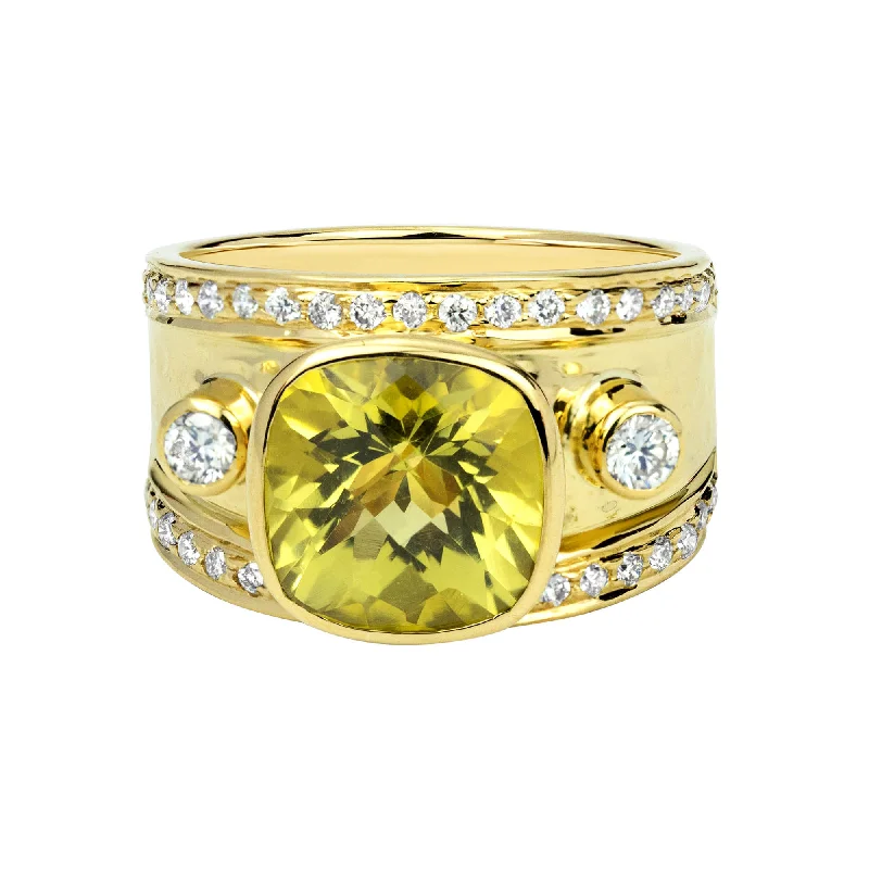 luxury wedding rings for women -Ring - Lemon Quartz And Diamond