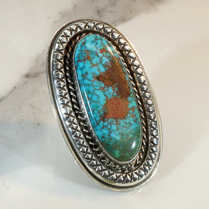 promise rings for couples -Stunning Statement Ring with Incredible Turquoise