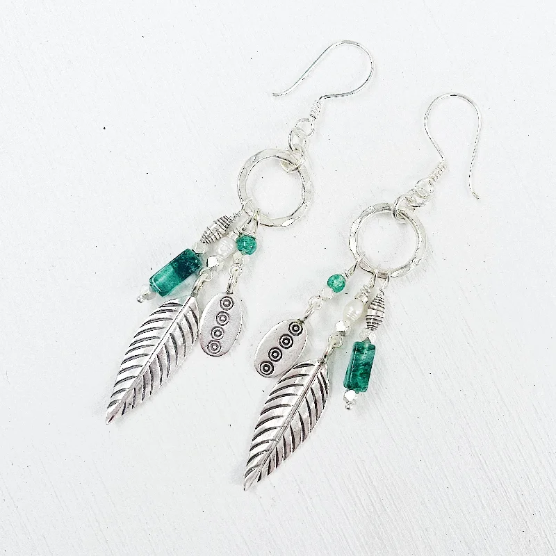 sterling silver drop earrings for women -MATARANKA EARRINGS