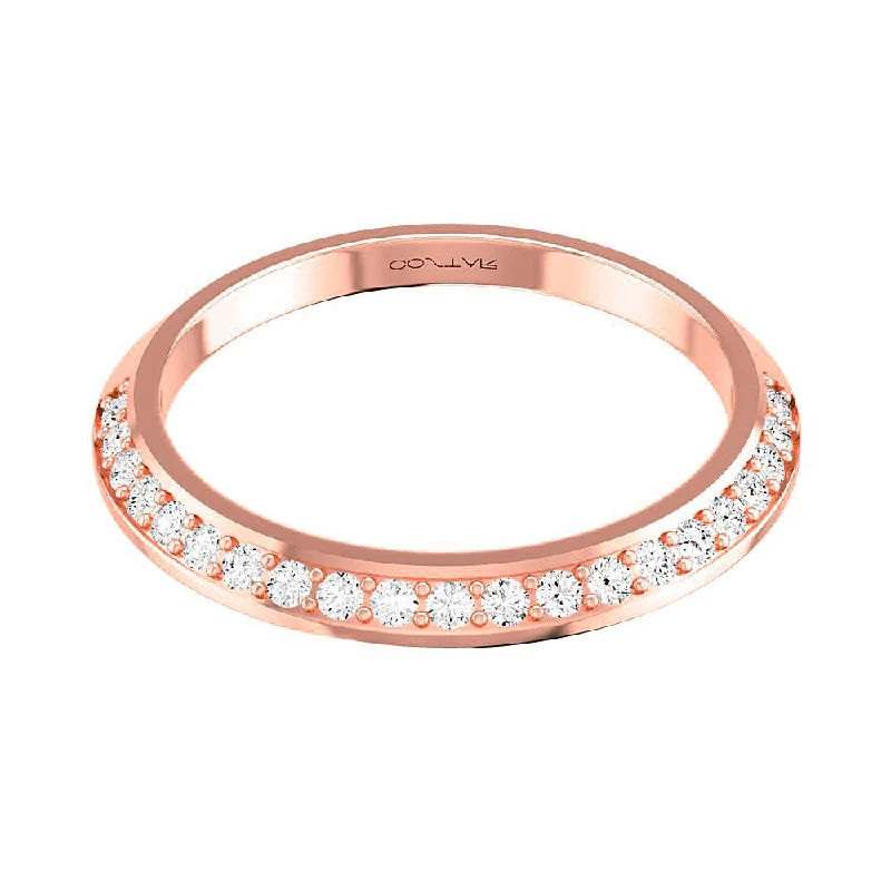 minimalist necklaces for women -14k Rose Gold Diamond Angled Cascade Stackable Milgrain Eternity Band