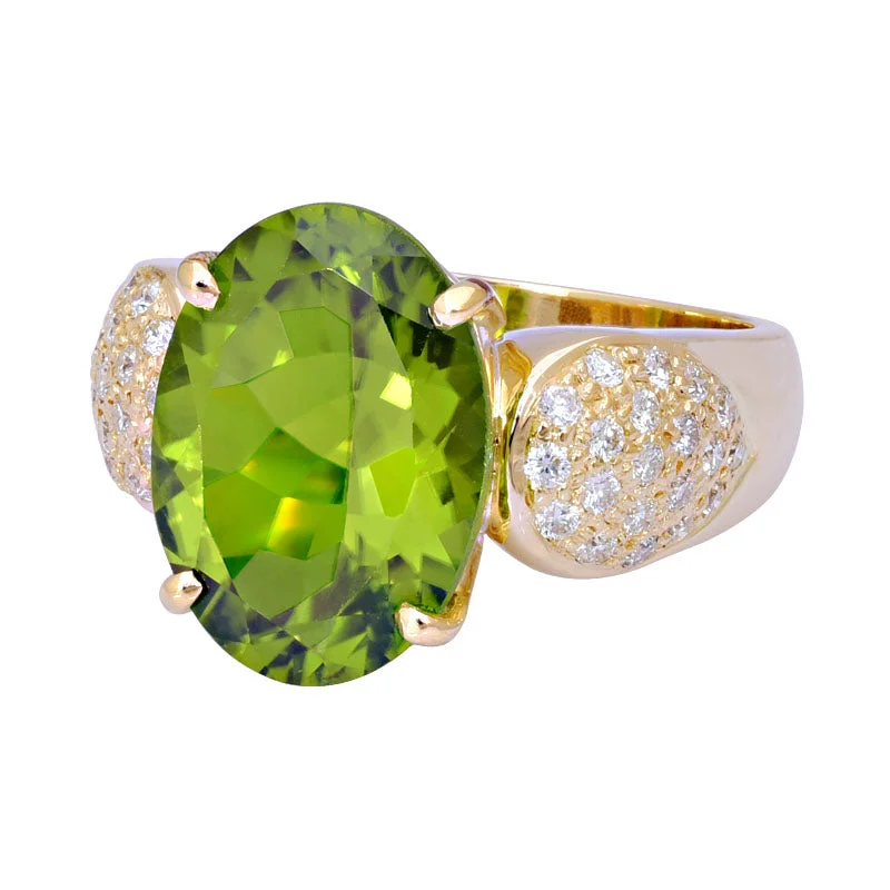 luxury rings for women -Ring-Peridot and Diamond