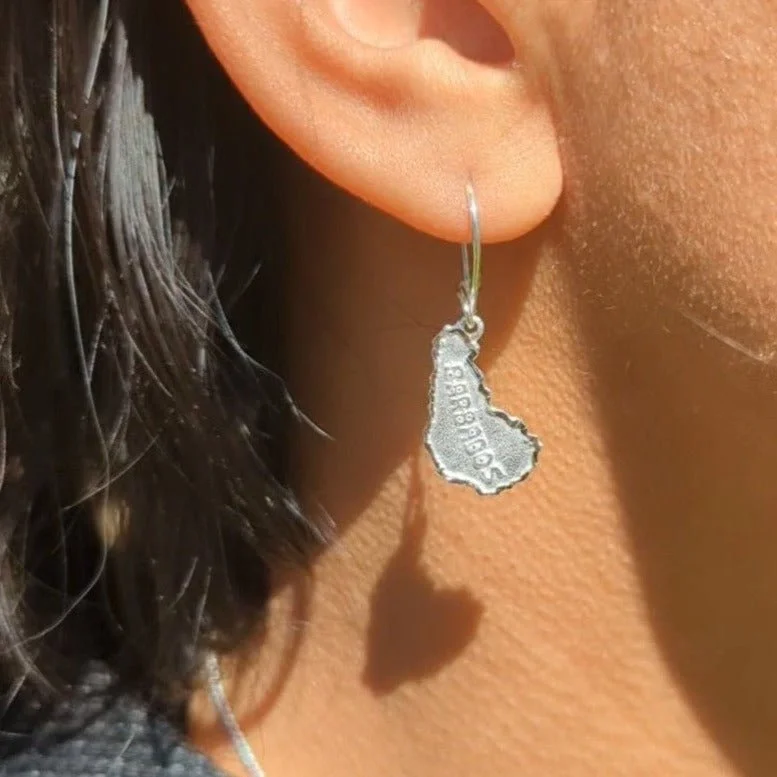 dazzling earrings for women -Barbados Map Hanging Short Earring by Caribbijou